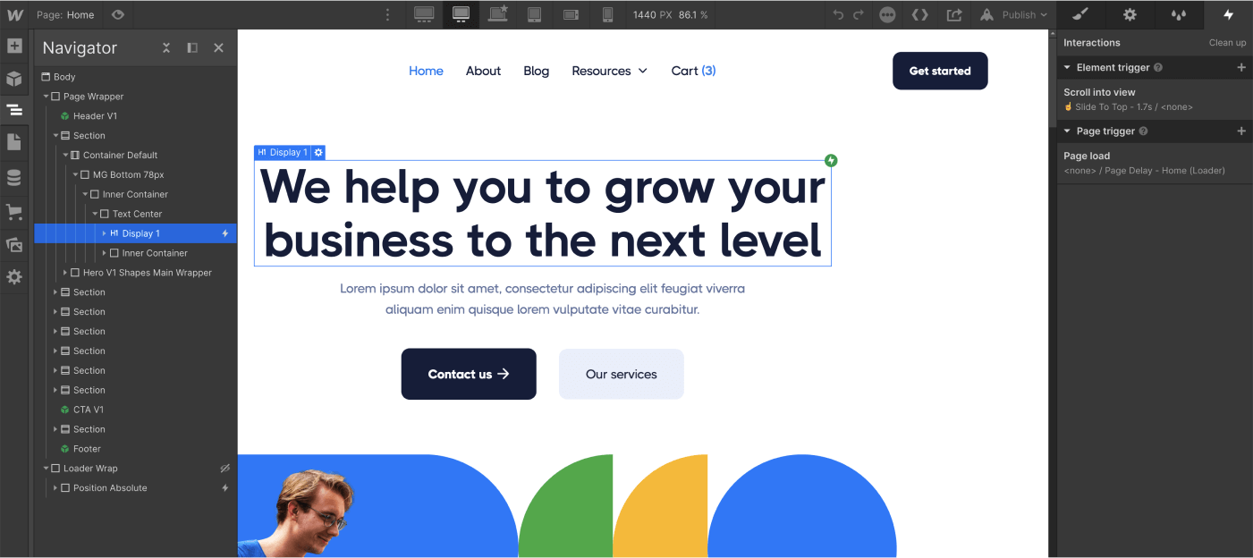 Interactions - Studiopro X Webflow Template